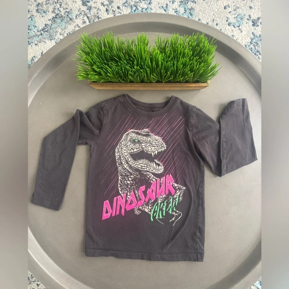 OshKosh B'gosh Black Dinosaur Graphic Long Sleeve Tee Size 5